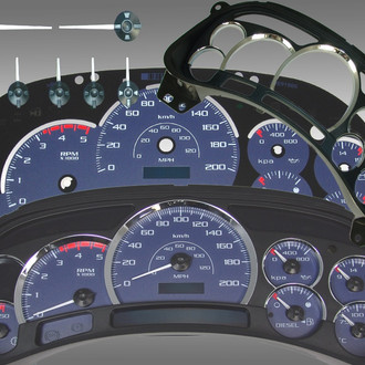 US Speedo® - Escalade Edition Gauge Face Kit, Blue, 200 KMH