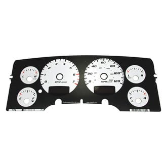US Speedo® - Daytona Edition Gauge Face Kit with White Night Lettering Color, Silver, 120 MPH, 7000 RPM