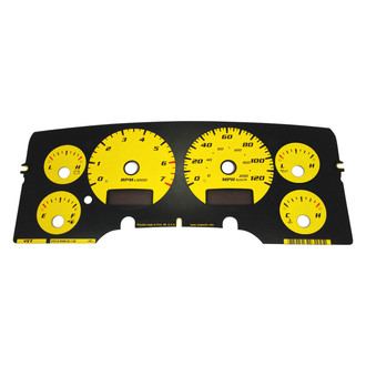 US Speedo® - Daytona Edition Gauge Face Kit with White Night Lettering Color, Yellow, 120 MPH, 7000 RPM