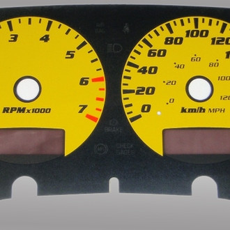 US Speedo® - Daytona Edition Gauge Face Kit with White Night Lettering Color, Yellow, 7000 RPM