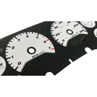 US Speedo® - Daytona Edition Gauge Face Kit with White Night Lettering Color, White, 120 MPH, 7000 RPM
