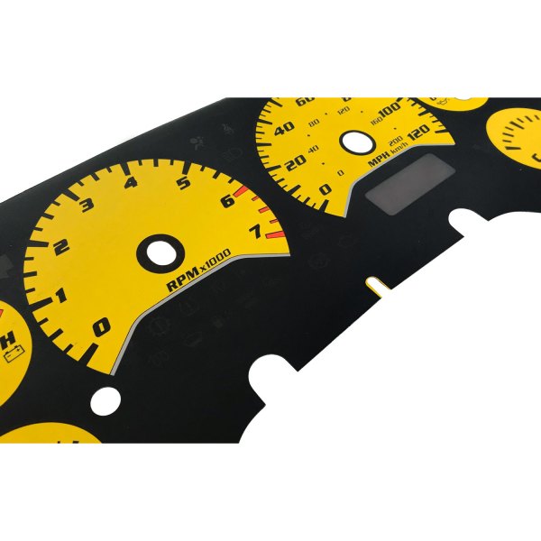 US Speedo® - Daytona Edition Gauge Face Kit with White Night Lettering Color, Yellow, 120 MPH