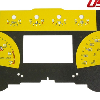 US Speedo® - Daytona Edition Gauge Face Kit with OEM Night Lettering Color, Yellow, 220 KMH, 7000 RPM