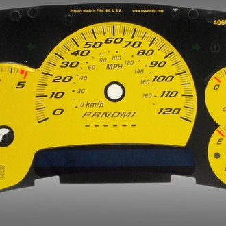 US Speedo® - Daytona Edition Gauge Face Kit, Yellow, 120 MPH