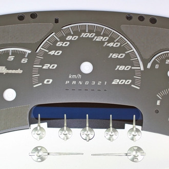 US Speedo® - Stainless Steel Gauge Face Kit with White Numbers, 200 KMH