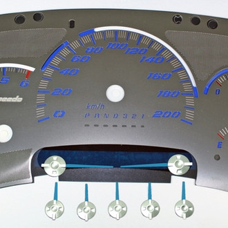 US Speedo® - Stainless Steel Gauge Face Kit with Blue Numbers, 200 KMH