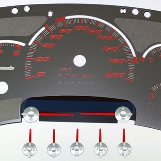 US Speedo® - Stainless Steel Gauge Face Kit with Red Numbers, 200 KMH