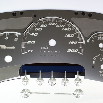 US Speedo® - Stainless Steel Gauge Face Kit with White Numbers, 120 MPH, 5000 RPM
