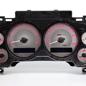 US Speedo® - Stainless Steel Gauge Face Kit with Pink Numbers, 120 MPH