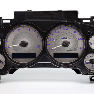US Speedo® - Stainless Steel Gauge Face Kit with Purple Numbers, 120 MPH