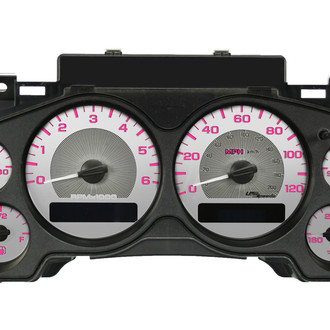 US Speedo® - Stainless Steel Gauge Face Kit with Pink Numbers, 120 MPH, 6000 RPM