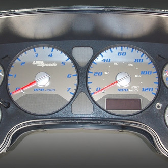 US Speedo® - Stainless Steel Gauge Face Kit with Blue Numbers, 7000 RPM