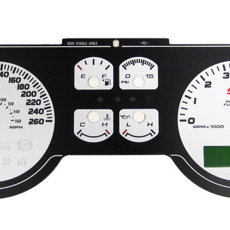 US Speedo® - Daytona Edition Gauge Face Kit with White Night Lettering Color, White, 260 KMH, 7000 RPM