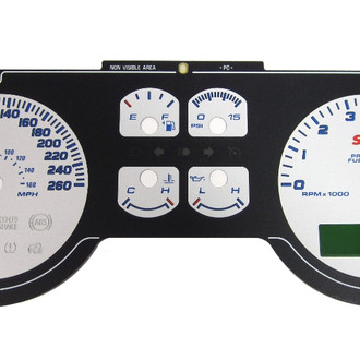 US Speedo® - Daytona Edition Gauge Face Kit with White Night Lettering Color, Silver, 260 KMH, 7000 RPM