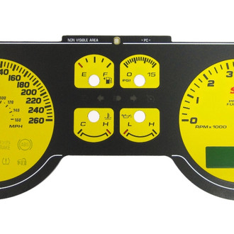 US Speedo® - Daytona Edition Gauge Face Kit with White Night Lettering Color, Yellow, 260 KMH, 7000 RPM