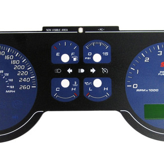 US Speedo® - Daytona Edition Gauge Face Kit with White Night Lettering Color, Blue, 260 KMH, 7000 RPM