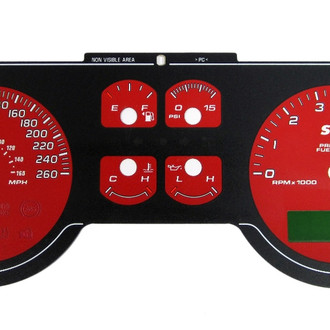 US Speedo® - Daytona Edition Gauge Face Kit with White Night Lettering Color, Red, 260 KMH, 7000 RPM