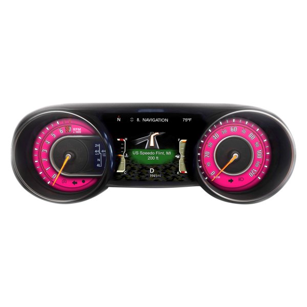 US Speedo® - Daytona Edition Gauge Face Kit, Pink, 120 MPH, 7000 RPM