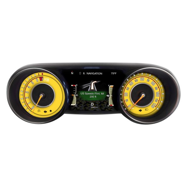 US Speedo® - Daytona Edition Gauge Face Kit, Yellow, 120 MPH, 7000 RPM