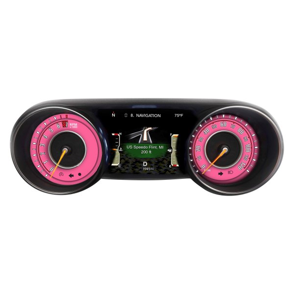 US Speedo® - Daytona Edition Gauge Face Kit, Pink, 120 MPH, 7000 RPM