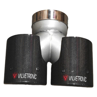 Valvetronic Designs® - 304 SS Angle Cut Clamp-On Dual Carbon Fiber Exhaust Tip (3" Inlet, 3.5" Outlet, 6" Length)