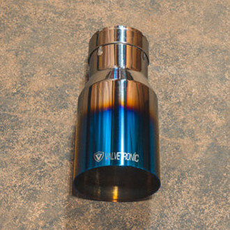 Valvetronic Designs® - 304 SS Round Straight Cut Clamp-On Single-Wall Burnt Exhaust Tip (3" Inlet, 3.5" Outlet, 7" Length)