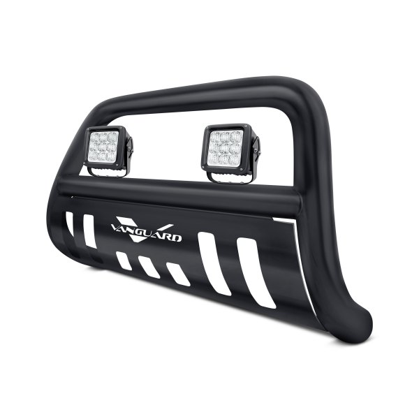 Vanguard Off-Road® - 2.5" Black LED Bull Bar with Skid Plate and 4.5" Cube LED Lights