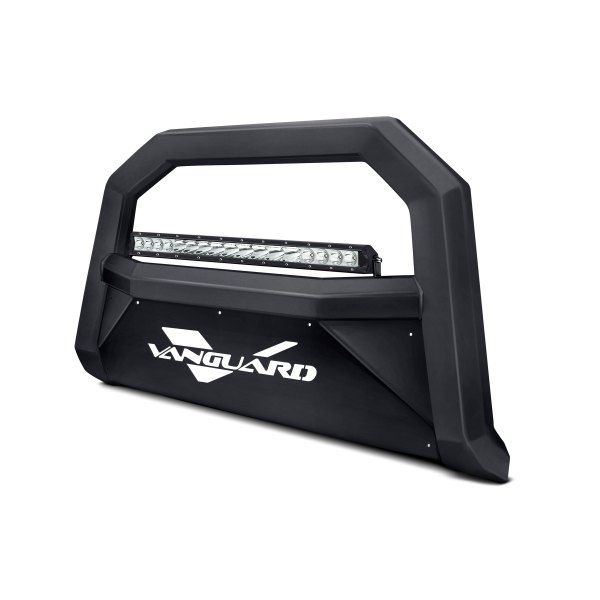 Vanguard Off-Road® - 2.5" Optimus Series Black LED Bull Bar with Black Skid Plate and 20" LED Light Bar