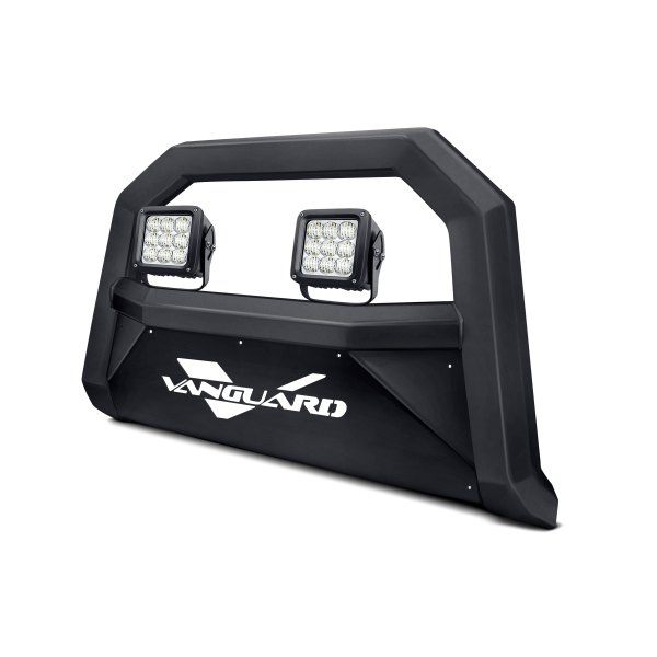 Vanguard Off-Road® - 2.5" Optimus Series Black LED Bull Bar with Black Skid Plate and 4.5" Cube LED Lights