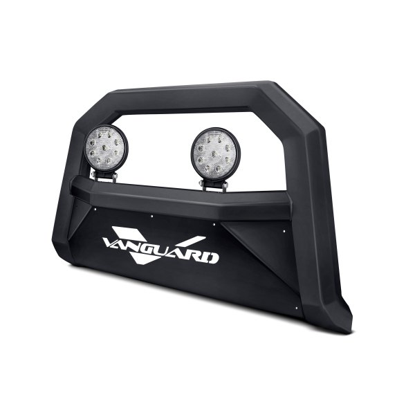 Vanguard Off-Road® - 2.5" Optimus Series Black LED Bull Bar with Black Skid Plate and 4.5" Round LED Lights