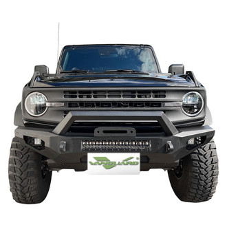 Vanguard Off-Road® - Full Width Black Powder Coated Front Winch HD Bumper with Hoop
