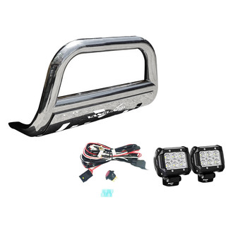 Vanguard Off-Road® - 2.5" Polished LED Bull Bar with Skid Plate and 2.5" Cube LED Lights