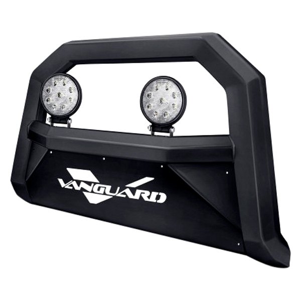 Vanguard Off-Road® - 3" Optimus Series Black Wide LED Bull Bar with Skid Plate and with 4.5" Round LED Lights