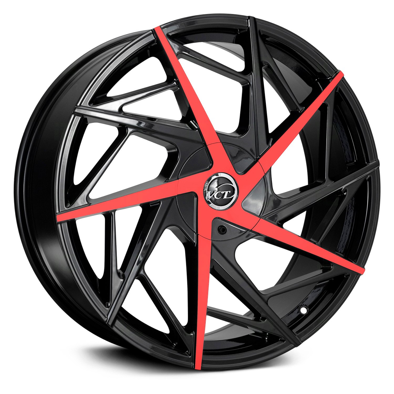 VCT® WARLOCK Wheels Black with Machined Red Face Rims WAR208550015