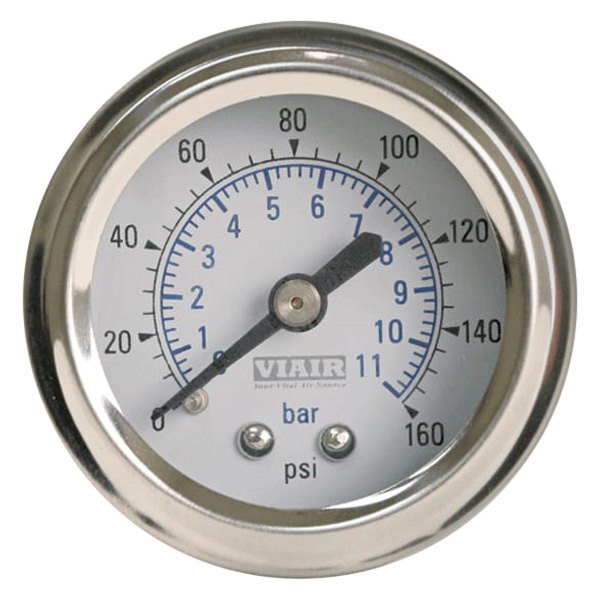 Viair® - 0 to 160 psi White Face Dial Single Needle Tire Pressure Gauge