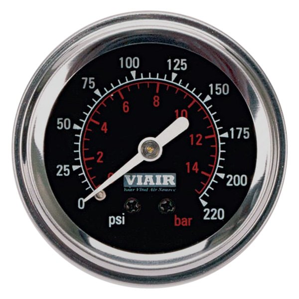 Viair® - 0 to 220 psi Black Face Illuminated Dial Single Needle Tire Pressure Gauge