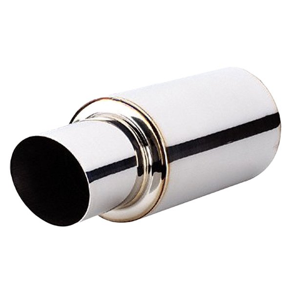 Vibrant Performance® - TPV Series 304 SS Round Silver Exhaust Muffler with Round Angle Cut Tip