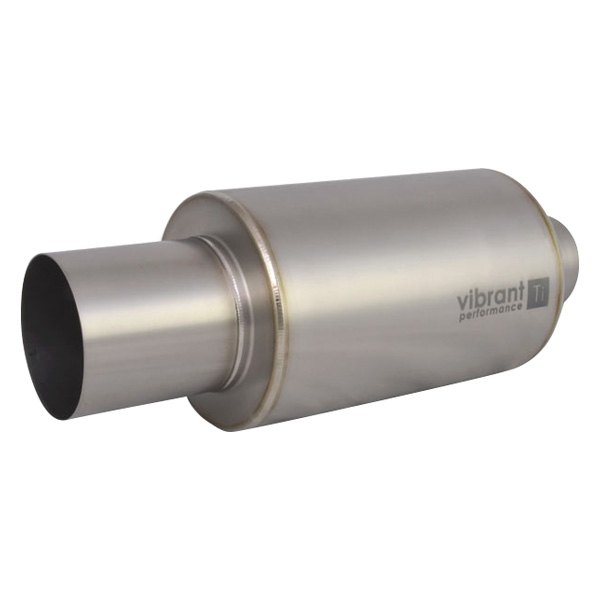 Vibrant Performance® - Titanium Round Gray Exhaust Muffler with Straight Cut Natural Tip