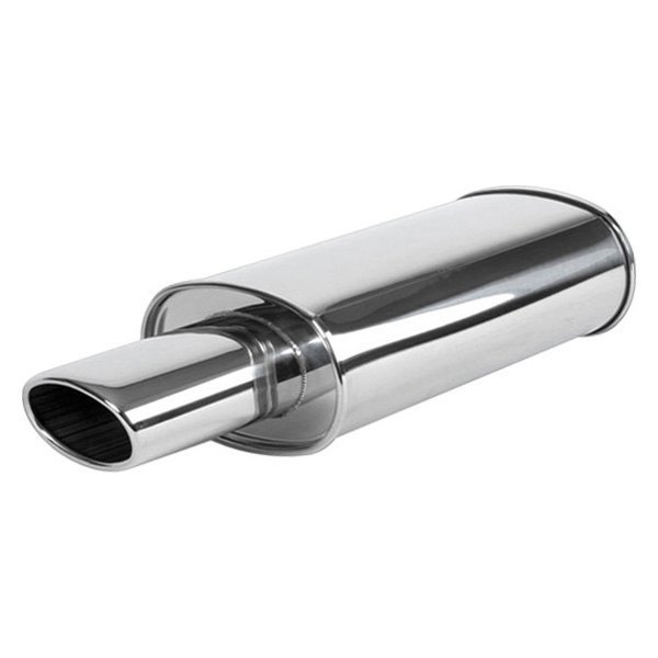 Vibrant Performance® - Streetpower 304 SS Oval Silver Exhaust Muffler with Oval Angle Cut Tip