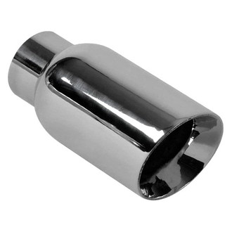 Vibrant Performance® - 304 SS Round Beveled Edge Angle Cut Double-Wall Polished Exhaust Tip (2.25" Inlet, 3.5" Outlet, 7.5" Length)