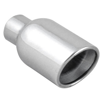 Vibrant Performance® - 304 SS Round Rolled Edge Angle Cut Double-Wall Polished Exhaust Tip (2.25" Inlet, 4" Outlet, 7.75" Length)