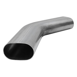 Vibrant Performance® - 304 SS 45 Degree Oval Mandrel Bend Tubing (3.5" Diameter, 6" Leg A Length, 6" Leg B Length, 5.25" CLR)