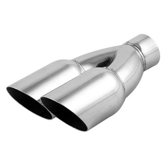 Vibrant Performance® - 304 SS Round Non-Rolled Edge Angle Cut Dual Polished Exhaust Tip (2.5" Inlet, 3.5" Outlet, 10" Length)