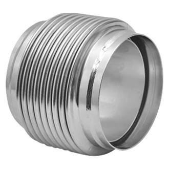 Vibrant Performance® - 304 SS Electro Polished Bellows Assembly with Solid Liner (4" Inlet, 4" Outlet, 4" Flex Length)