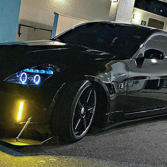 Vicrez® - ING Style Black Front Bumper Splitter with Support Rods