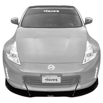 Vicrez® - VZ3 Style Black Front Bumper Splitter with Support Rods