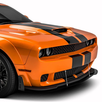 Vicrez® - VZW Style Black Front Bumper Lip Splitter with Support Rods