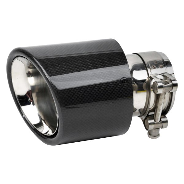 Vicrez® - 304 SS Round Angle Cut Single Carbon Fiber Exhaust Tip