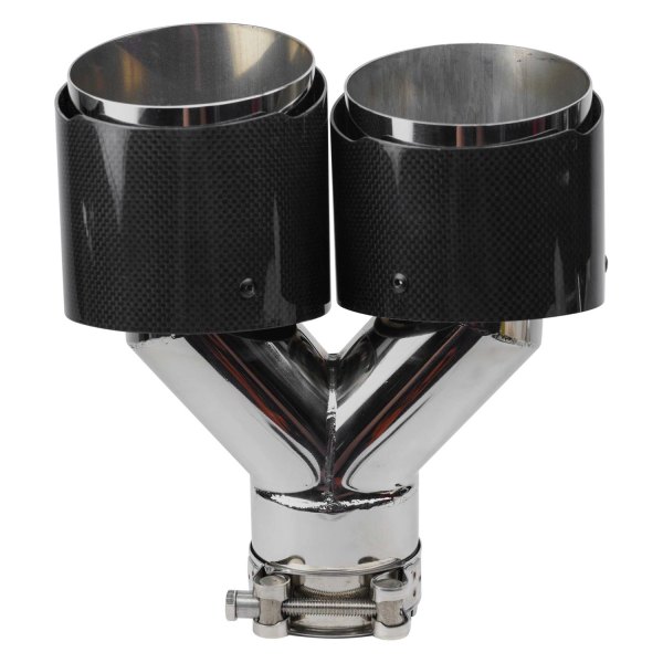 Vicrez® - 304 SS Round Angle Cut Dual Carbon Fiber Exhaust Tip