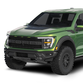 Vicrez® - 1-Pc Raptor Style Black Honeycomb Mesh Main Grille with LED Lights